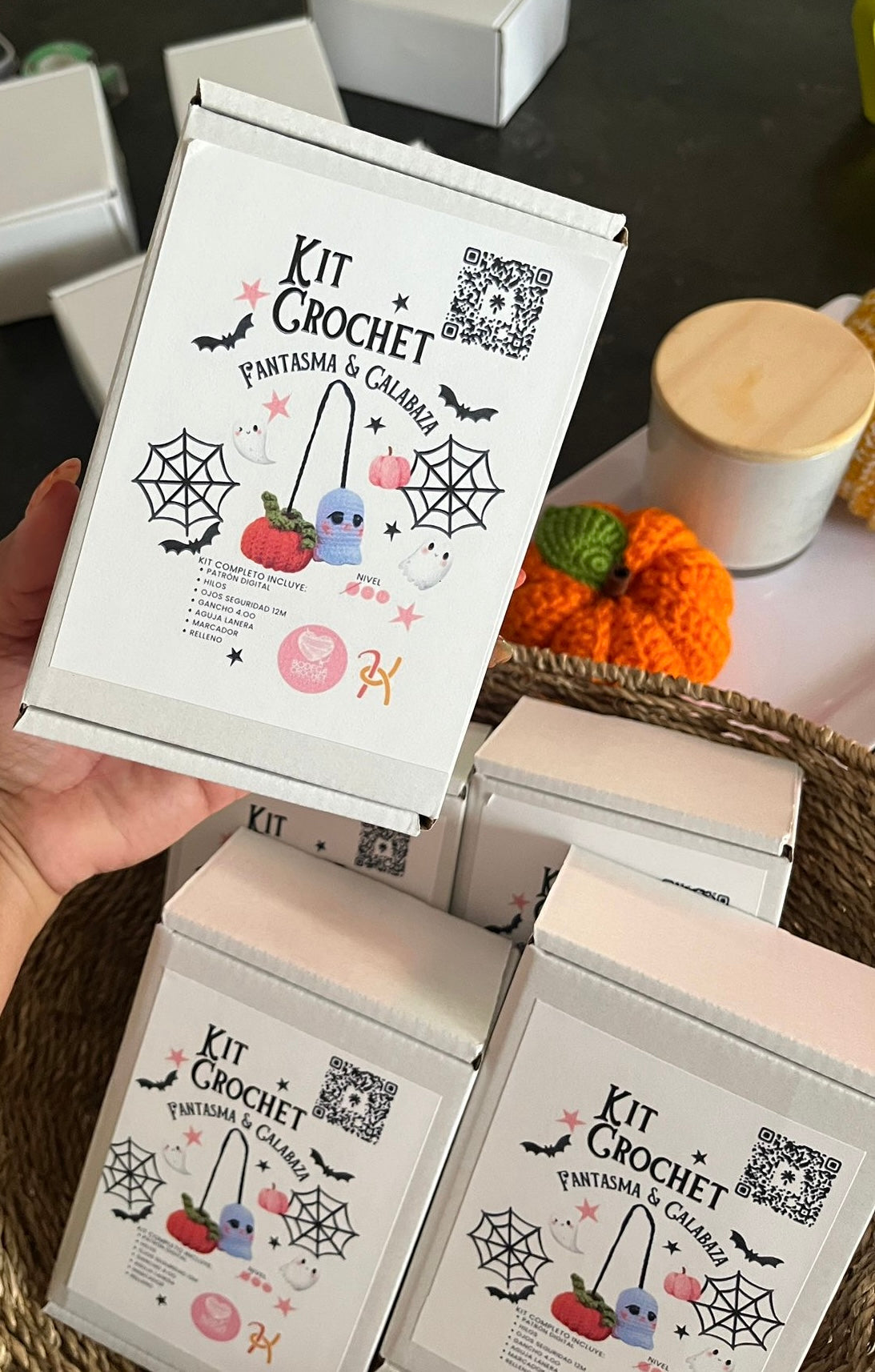 Kit de Crochet – Fantasma y Calabaza para decoración del auto