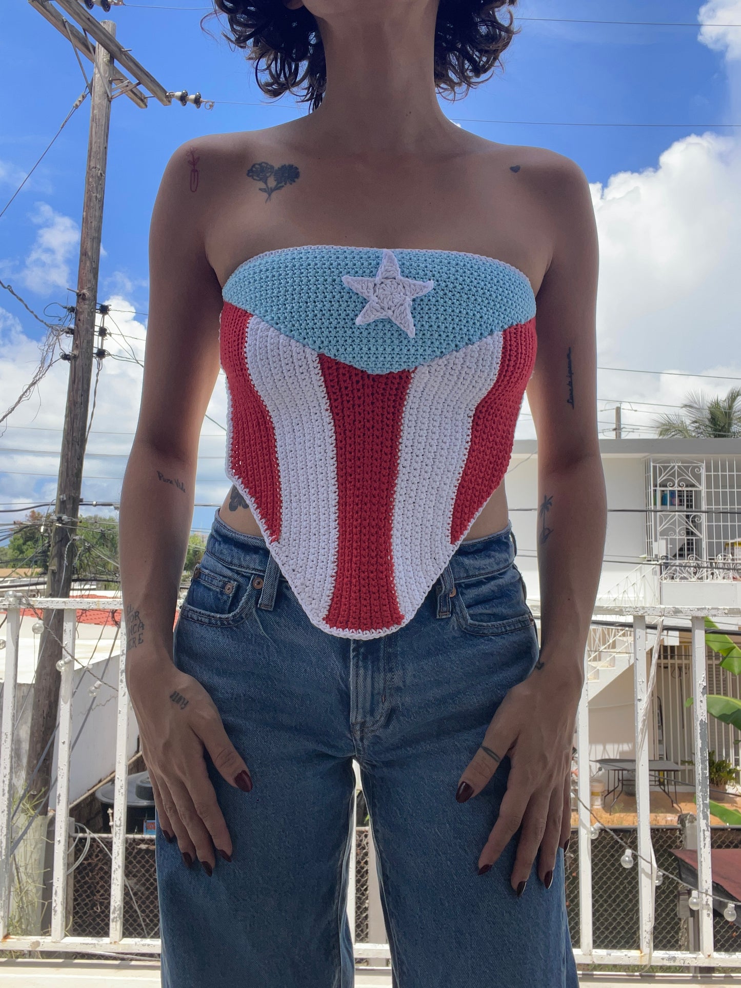 Top Bandera Puerto Rico - Crochet