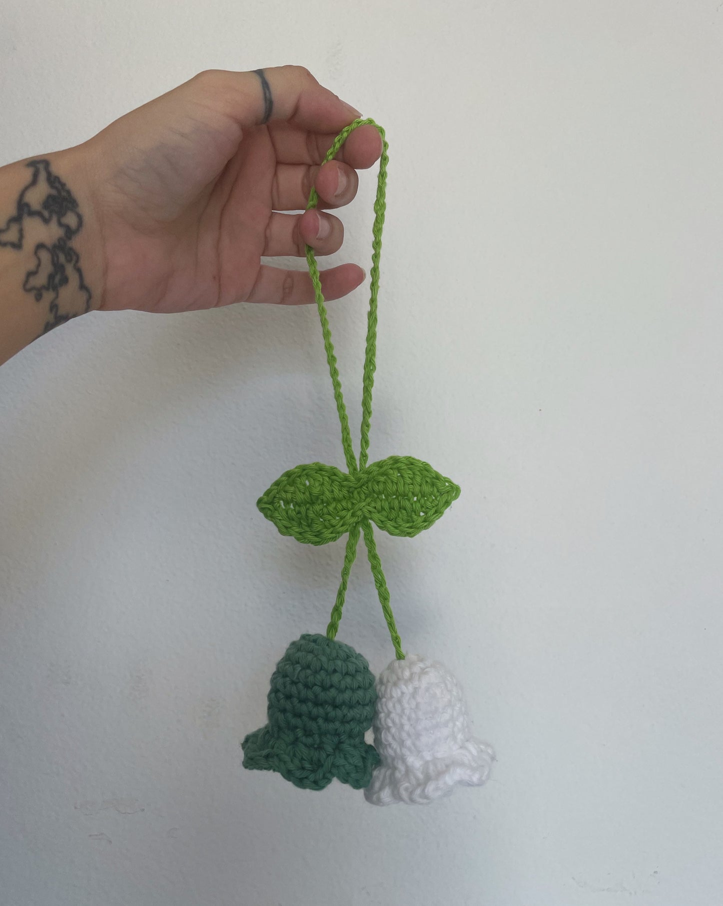 Lily’s Crochet Car Hanger (White and Green)