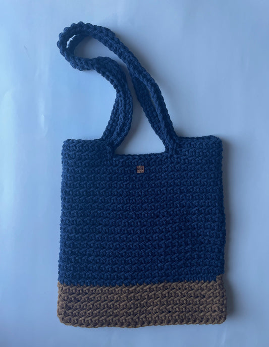 Crochet Brown and Blue Tote Bag I