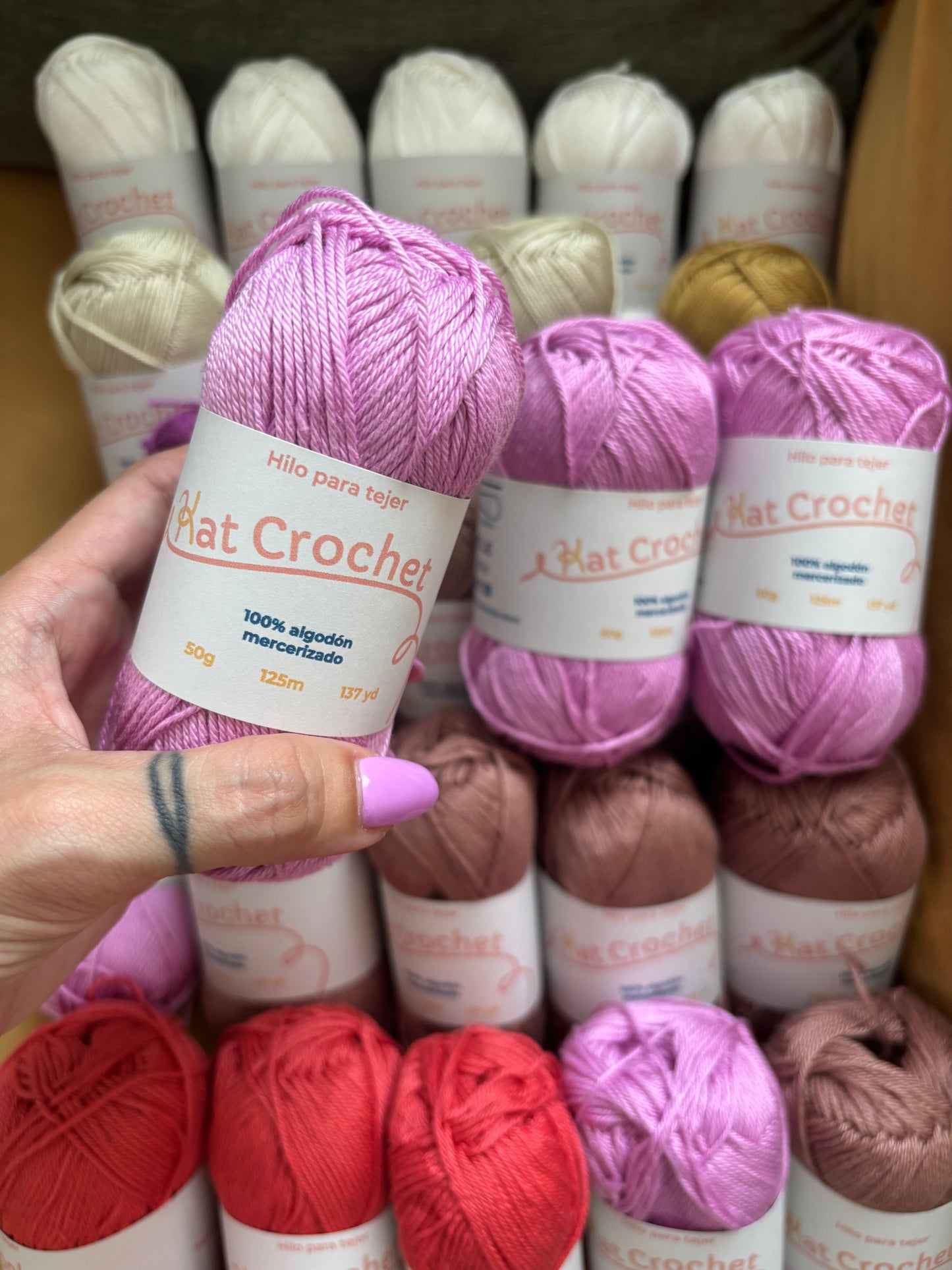 Kat Crochet Yarn - Hilo 100% algodón mercerizado