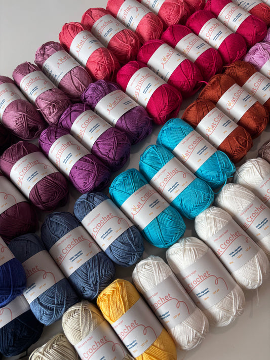 Kat Crochet Yarn - Hilo 100% algodón mercerizado