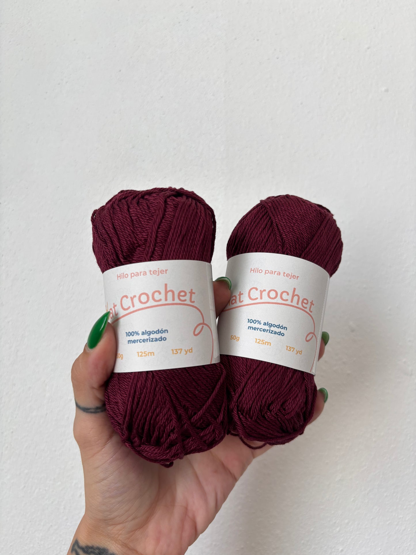 Kat Crochet Yarn - Hilo 100% algodón mercerizado
