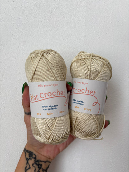 Kat Crochet Yarn - Hilo 100% algodón mercerizado