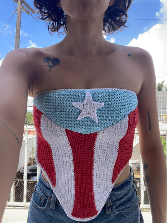 Top Bandera Puerto Rico - Crochet