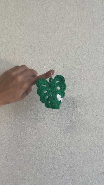 Monstera Crochet Keychain