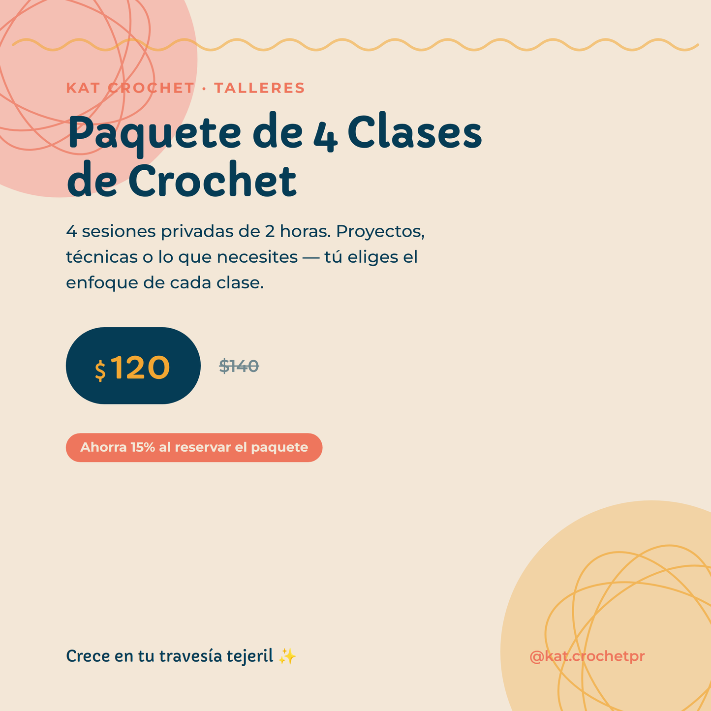 Paquete de 4 clases de crochet individual